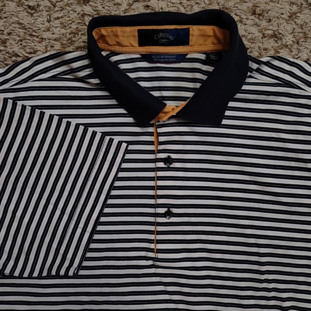 Callaway Golf Polo Men Sz L Collection Striped Short Sleeve Shirt